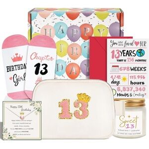 13th Birthday Gift Set for Girls‎ Fanny Pack Socks Candle Necklace Card NEW